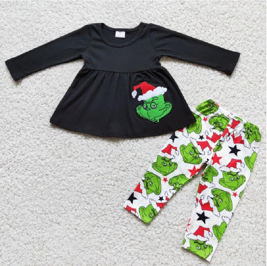 6 A3-13 embroidered Cartoon cute black long sleeve suit