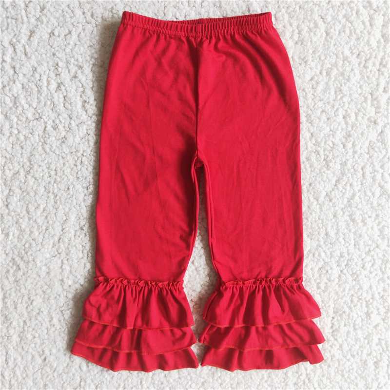 A14-23 Red Three Layer Ruffle Trousers