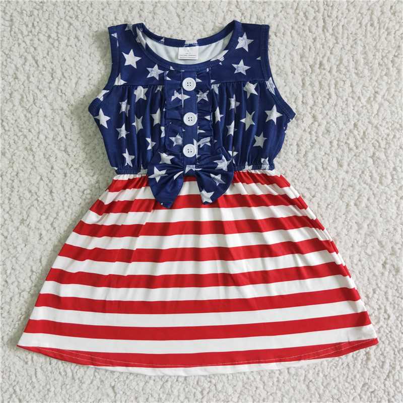 A17-12 Patriotic Stripe Star Dress