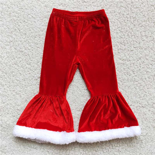 A4-10 Red Plush Flared Velet Pants