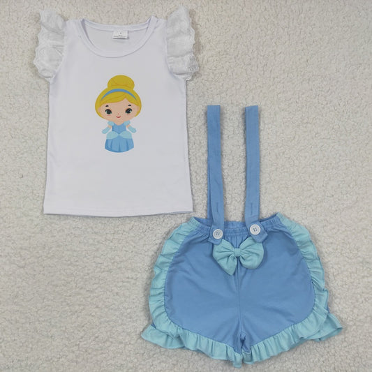 A4-3 girls light blue overall set