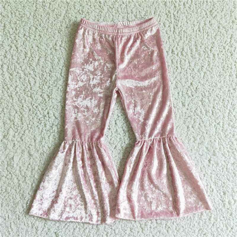 A6-5 Pink Velvet Flared Pants