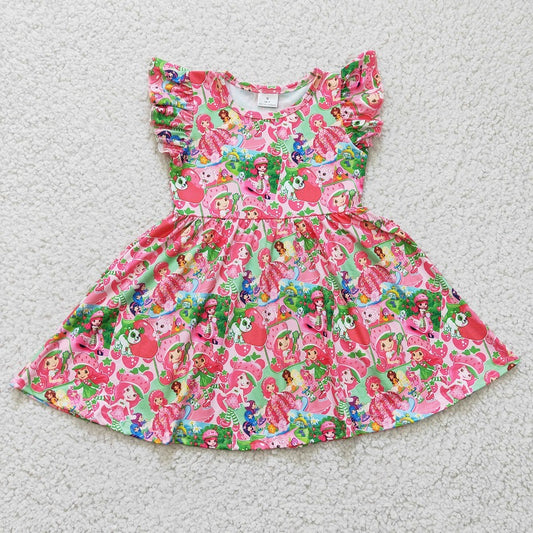 B10-12 Cute Strawberry Flying Sleeve Dress