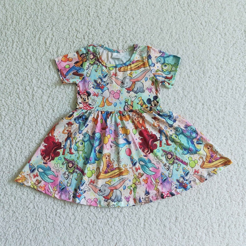 B13-16 cartoon print cute short sleeve dress