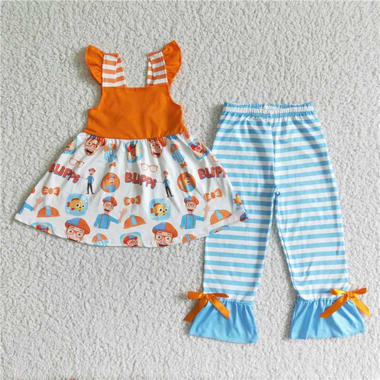 B14-2  Cartoon  orange short sleeve suit