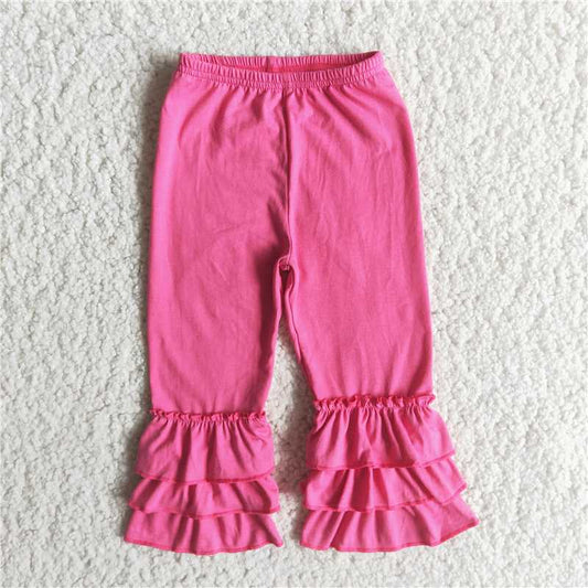 B4-12 Rose Red Triple Layer Ruffle Trousers