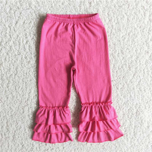 B4-12 Rose Red Triple Layer Ruffle Trousers