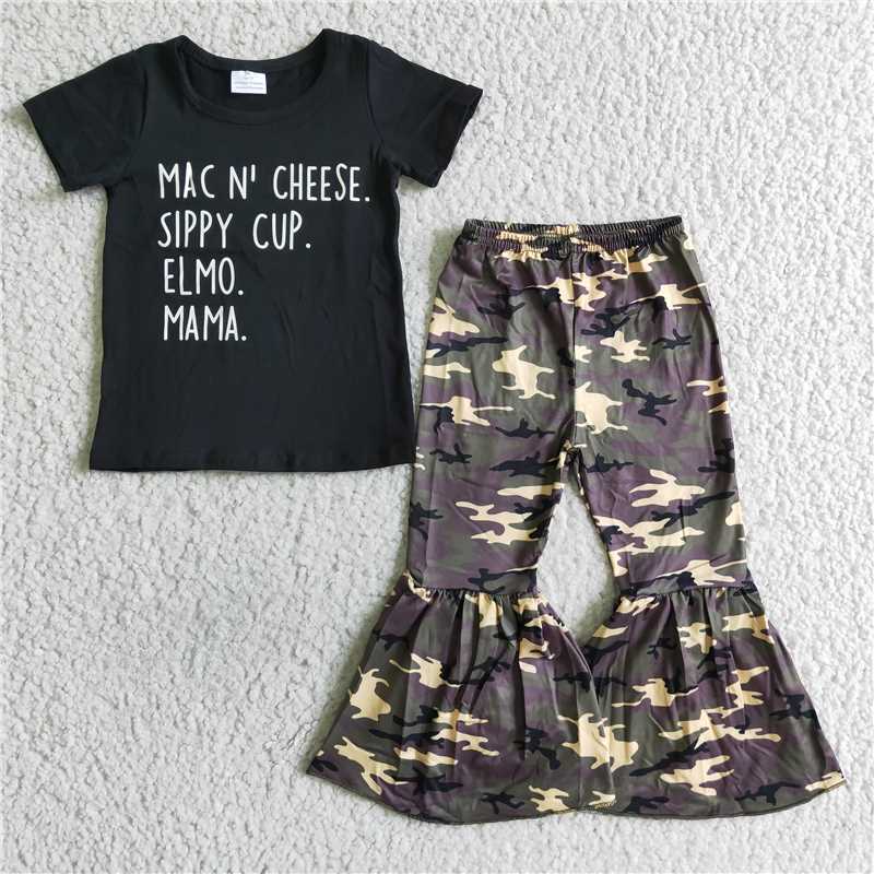 B4-4 mama letter short sleeve camouflage pants suit