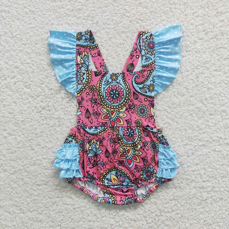 B9-4 Flower-shaped small flying sleeve romper