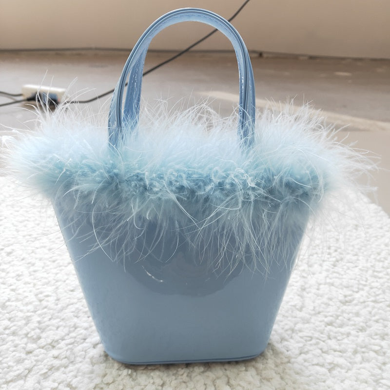 BA0033 Blue Fur Tote Bag