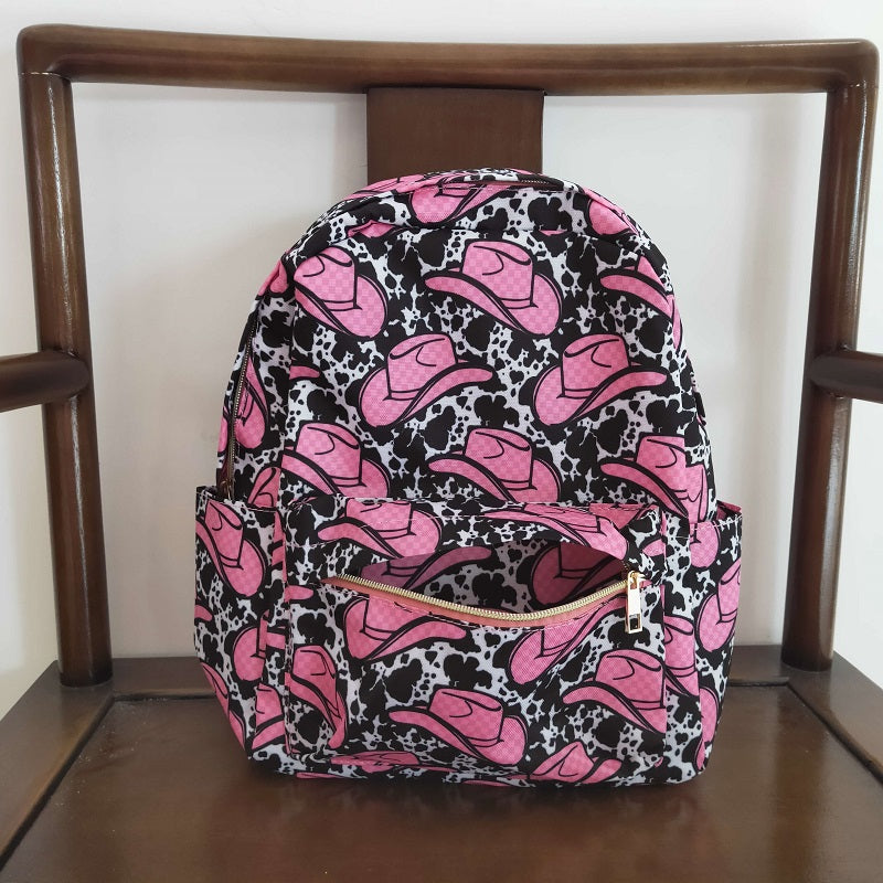 BA0038 hat cow print backpack