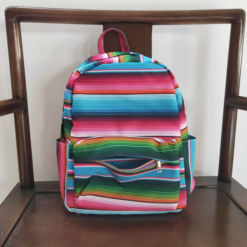 BA0041 Teal Striped Bag Backpack