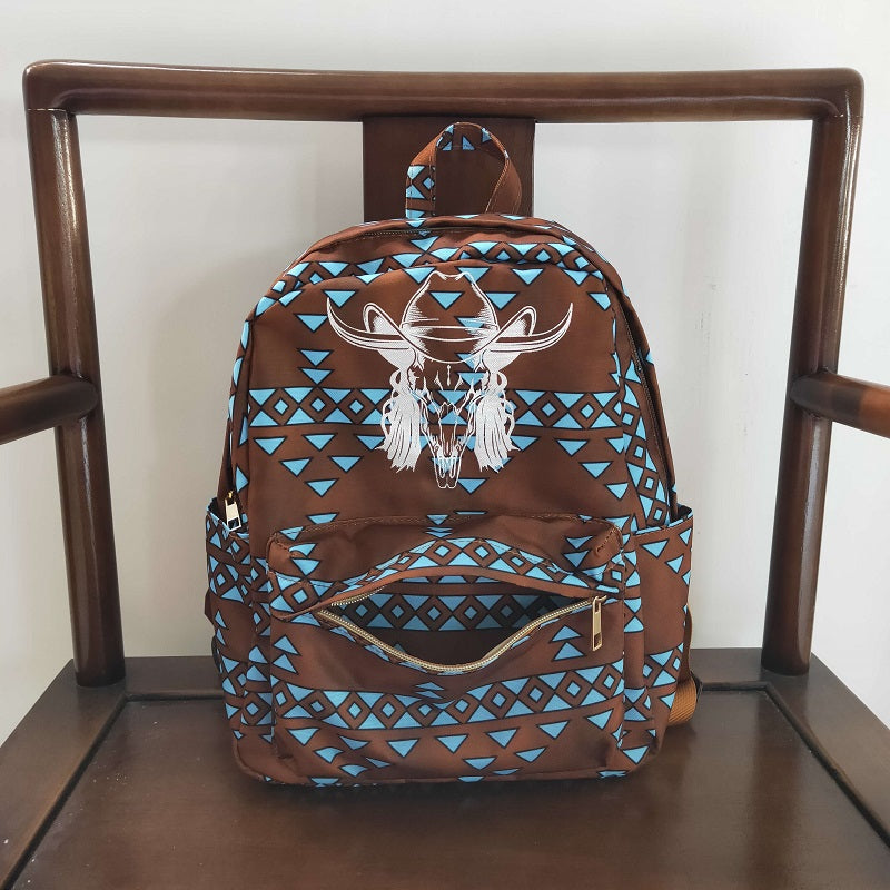 BA0048 Bull Head Geometric Blue bag Backpack