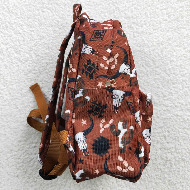BA0049 Bull Head Geometric Brown Bag Backpack