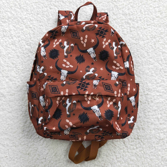 BA0049 Bull Head Geometric Brown Bag Backpack