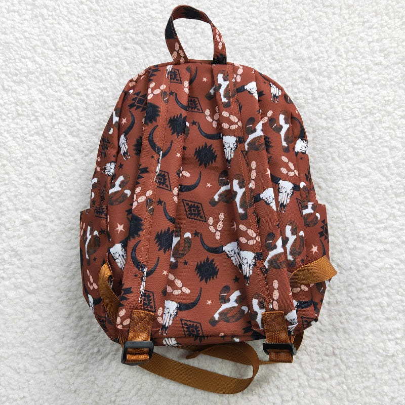 BA0049 Bull Head Geometric Brown Bag Backpack