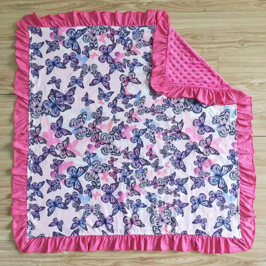 BL0001 Pink Butterfly Lace Blanket