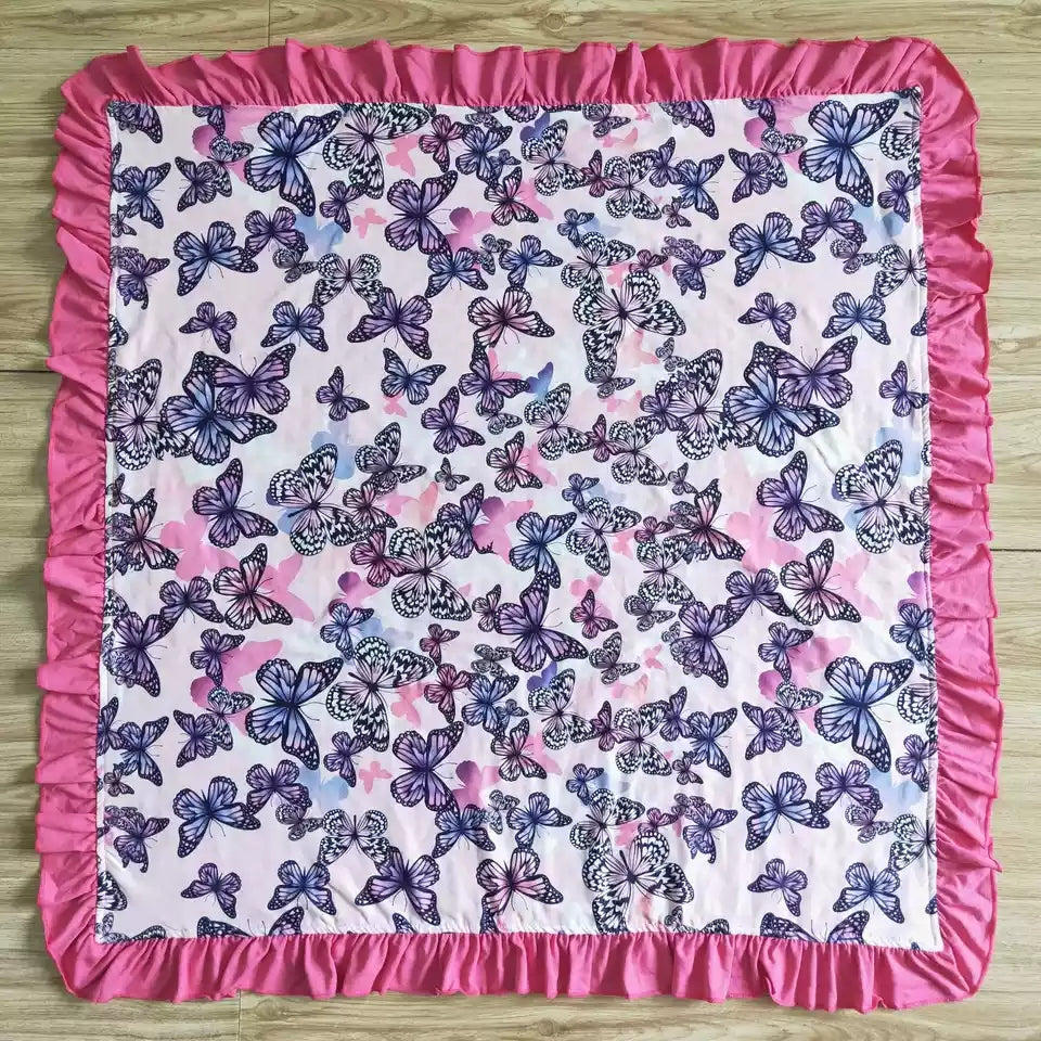 BL0001 Pink Butterfly Lace Blanket