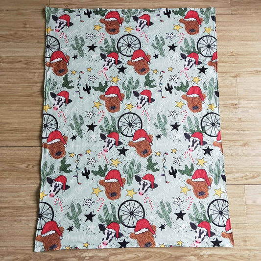 BL0030 Christmas Alpine Milk Cow Cactus Blanket