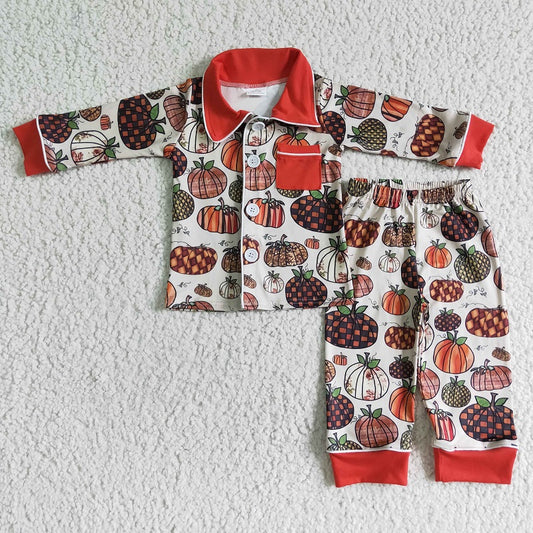 BLP0007 KIDS BOYS PUMPKIN PAJAMAS SET