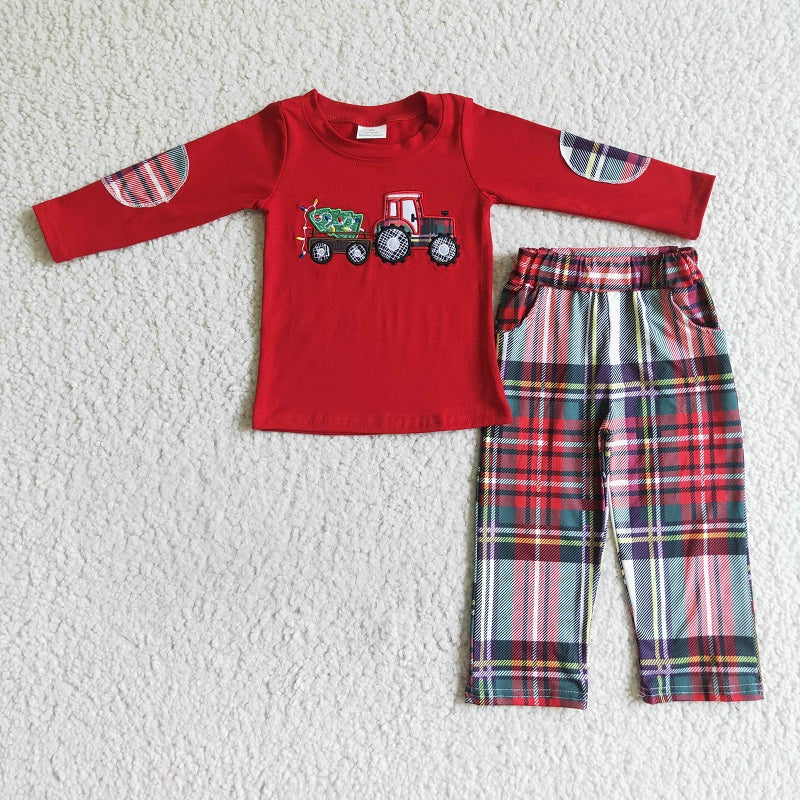 BLP0013 BOYS EMBROIDERY CHRISTMAS TREE OUTFIT