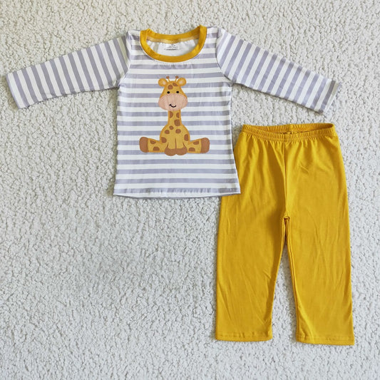 BLP0016 Boys Giraffe Striped Long Sleeve Pants Set