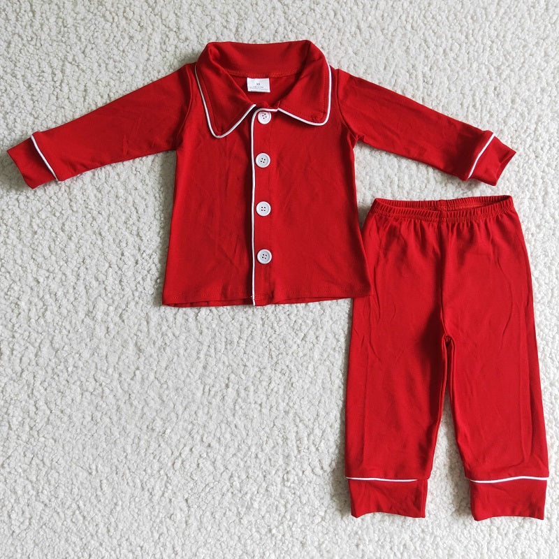 BLP0036 Boys Red Button Long Sleeve Trousers Set