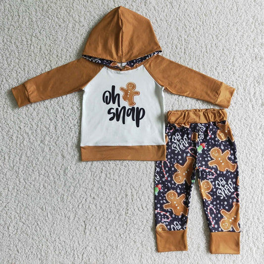 BLP0075 Boys Gingerbread Hooded Long Sleeve Pants Set