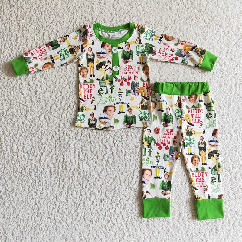 BLP0077 Baby Boys Cartoon Print Long Sleeve Outfit