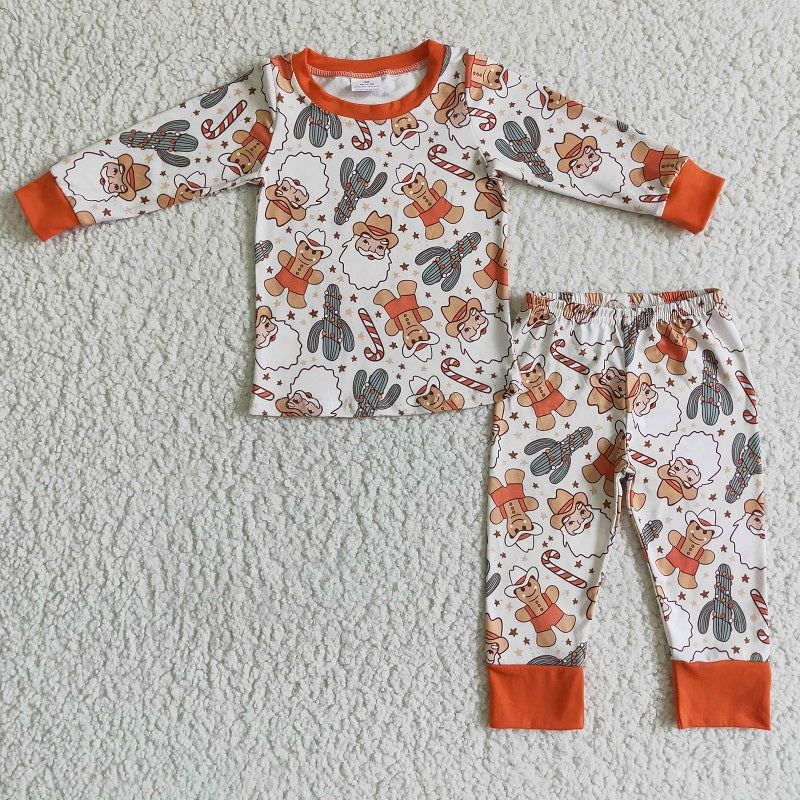 BLP0082 Boys Gingerbread Man Cactus Long Sleeve Pants Set