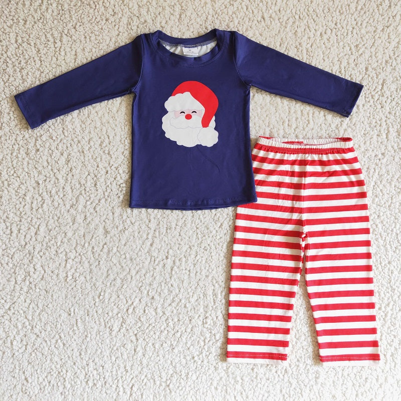 BLP0091 Boys Santa's Navy Blue Long Sleeve Striped Trousers Suit