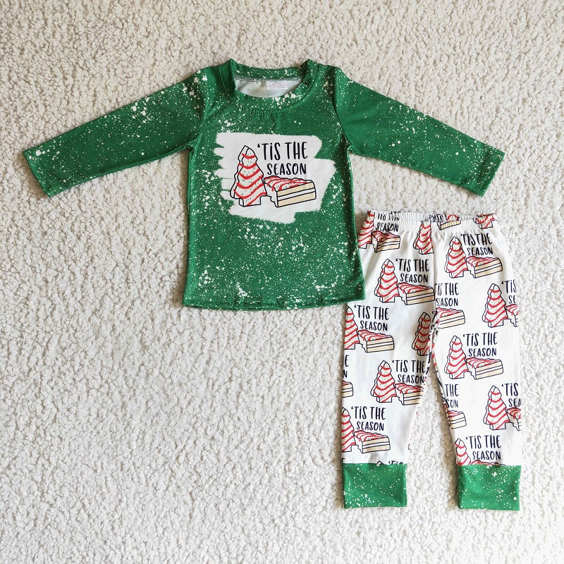 BLP0094 Boys Green Cake Long Sleeve Set