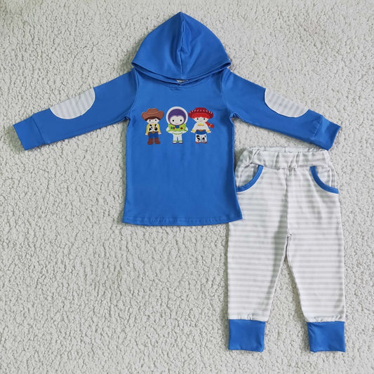 BLP0099 Boys Villain Blue Hooded Long Sleeve Pocket Trousers Suit