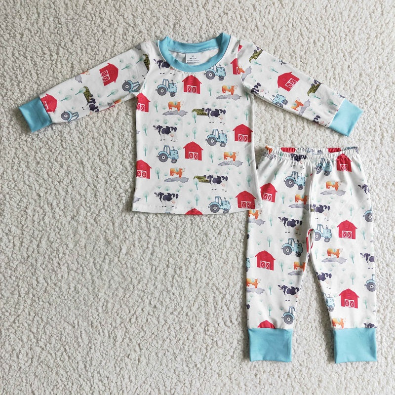 BLP0103 KIDS BOYS FARM PAJAMAS SET