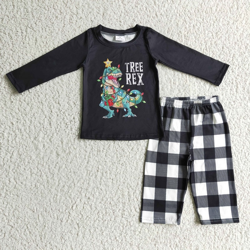 BLP0106 Baby Boys Dinosaur Black Long Sleeve Pants Set