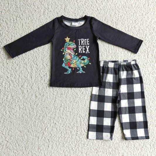 BLP0106 Baby Boys Dinosaur Black Long Sleeve Pants Set