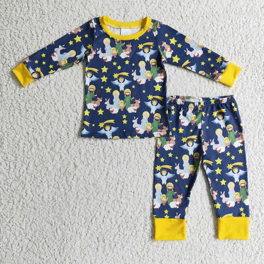 BLP0114 Boys Nativity Star Long Sleeve Pants Set