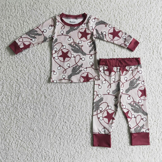 BLP0117 Boys Cactus Stars Long Sleeve Pants Set