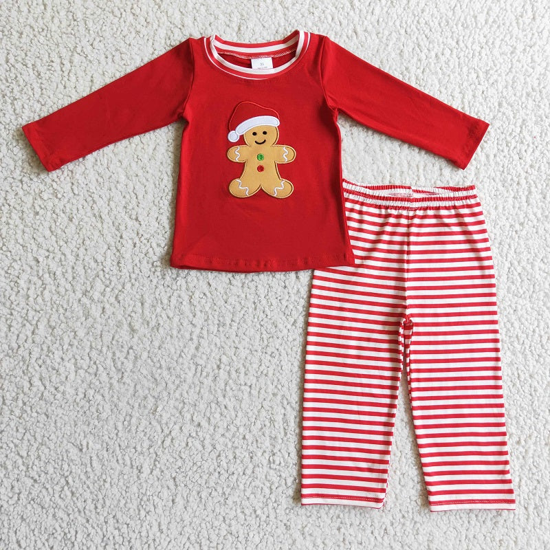 BLP0122 CHRISTMAS RED Embroidery GINGERSNAP OUTFIT