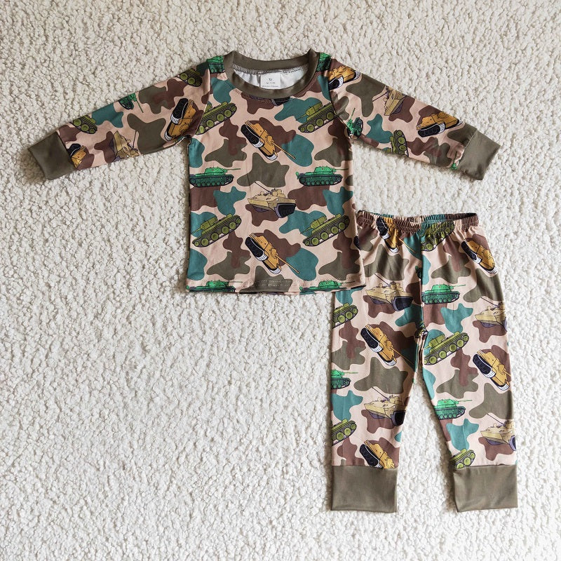 BLP0124 Boys Camo Tank Long Sleeve Pants Set