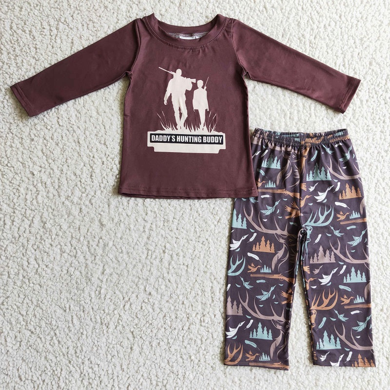 BLP0125 Boys DADDYS Brown Long Sleeve Pants Set