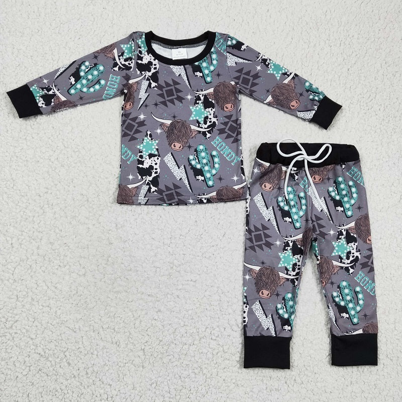 BLP0154 Boys' Alpine Cactus Gray Long Sleeve Trouser Set