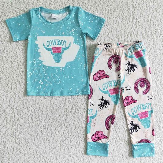 BSPO0005 Bull Tau Teal Short Sleeve Pants Set