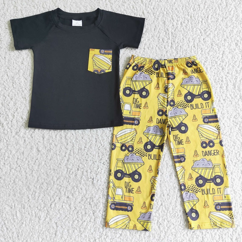 BSPO0010 Boys Construction Truck Excavator Pocket Trousers Set