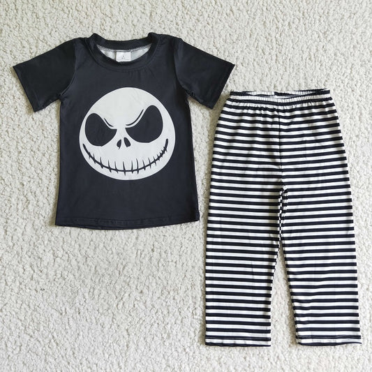 BSPO0025 Boys Smiley Skull Short Sleeve Pants Set
