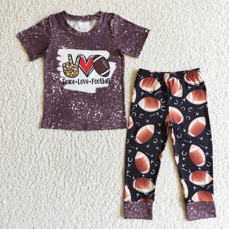 BSPO0035 Boys peace love Football short sleeve trousers suit