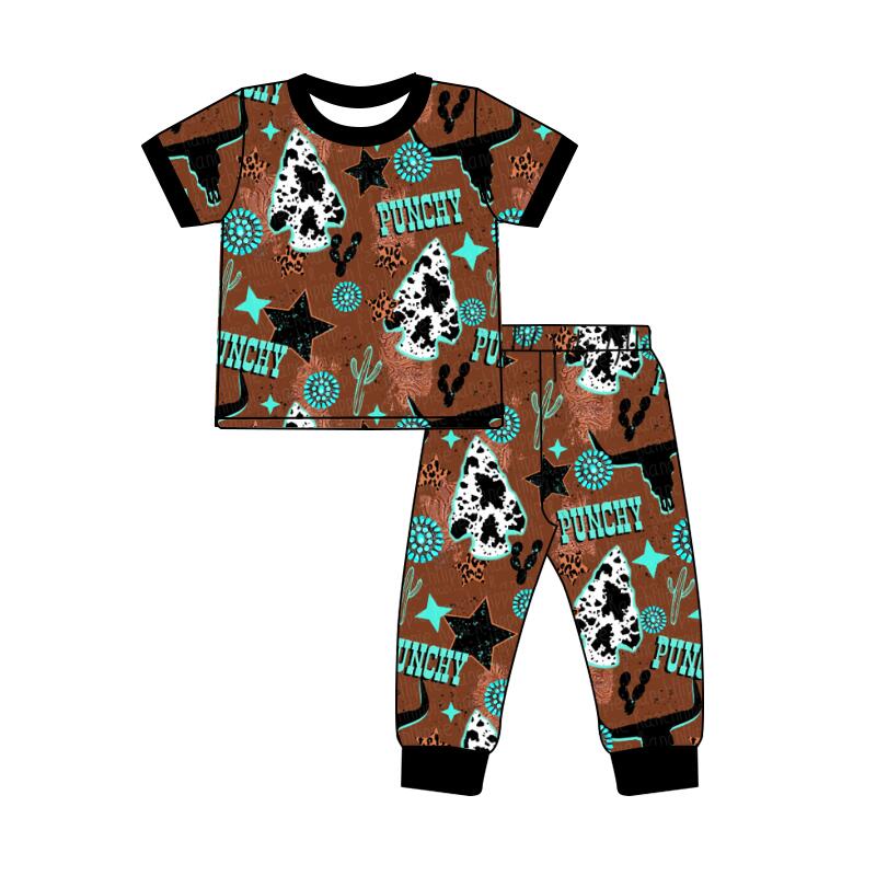 BSPO0051 Boys PUNCHY Tau Cactus Short Sleeve Pants Set