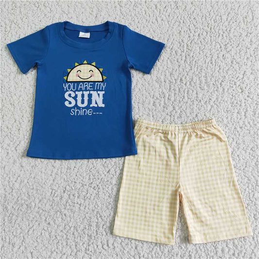 BSSO0057 Boys Embroidered Sun Short Sleeve Yellow Suit