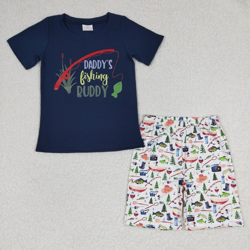 BSSO0152 daddy's fishing buddy boy shorts set