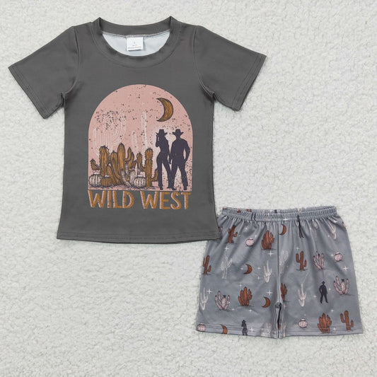 BSSO0187 wild west cactus boy shorts set